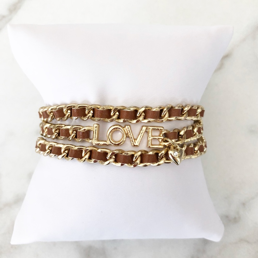 Brown Love Wrap Chain Bracelet